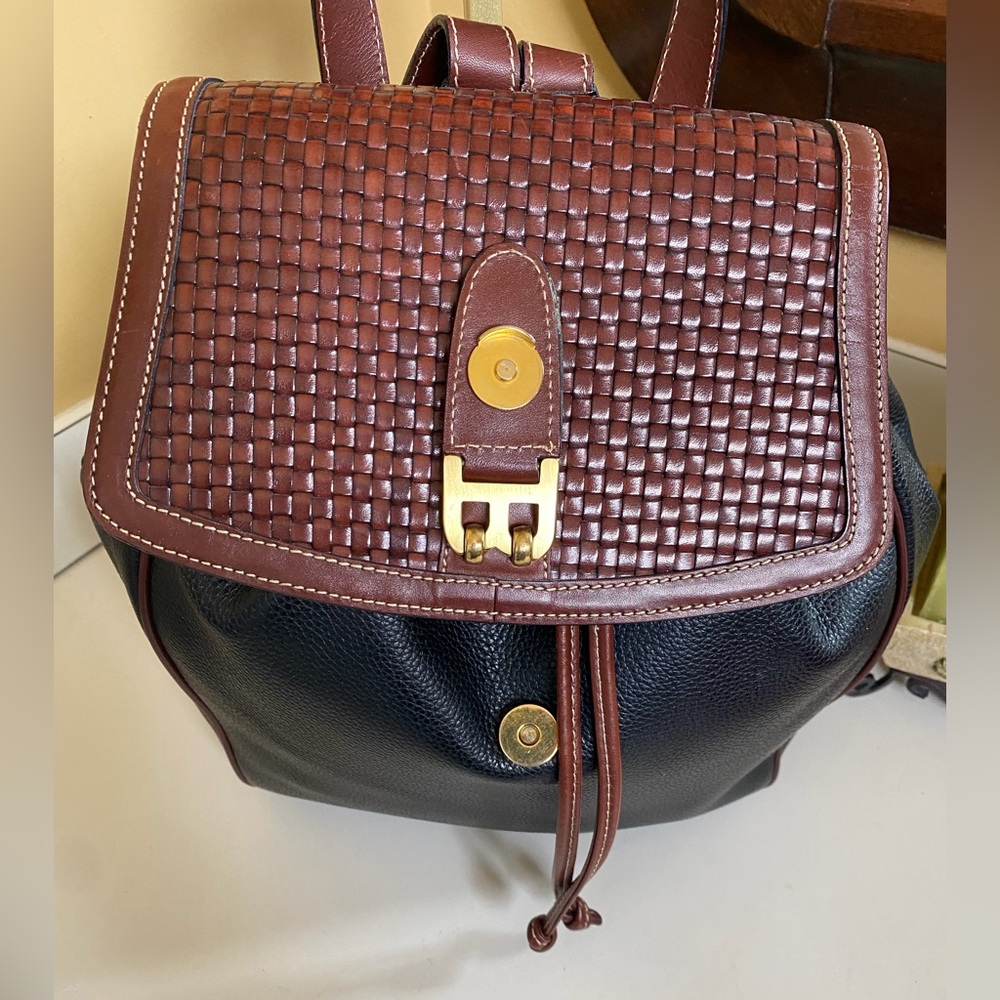Bally Brown and Black Leather Woven Backpack